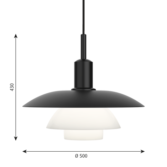 Louis Poulsen PH 5/5(メタルブラック/乳白 トガラス)【お取り寄せ商品】