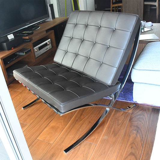 Ludwig Mies van der Rohe / ミース・ファンデルローエ バルセロナチェア 1人掛ソファ Bグレード革 カラー:こげ茶5279