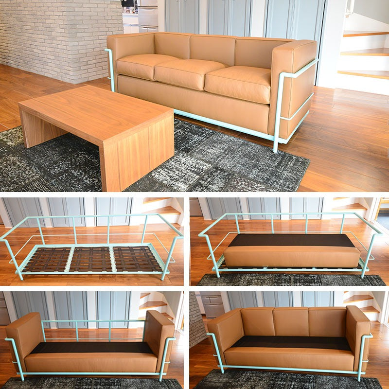 Le Corbusier / ル・コルビジェ 国内在庫 LC2 3人掛けソファ Bグレード カラー A433+カラーフレームRAL6027