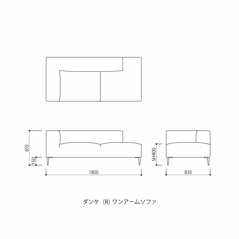 FIS DANKE ダンケ (L/R)ワンアームソファ FUJIEI フジエイ 開梱設置付き【お取り寄せ商品】