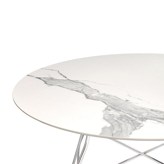 正規代理店 Kartell カルテル ダイニングテーブル GLOSSY グロッシー ラウンド118 クローム脚 K4588 開梱設置付き