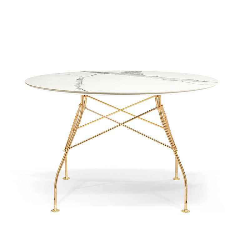 正規代理店 Kartell カルテル ダイニングテーブル GLOSSY グロッシー ラウンド118 ゴールド脚 K4589