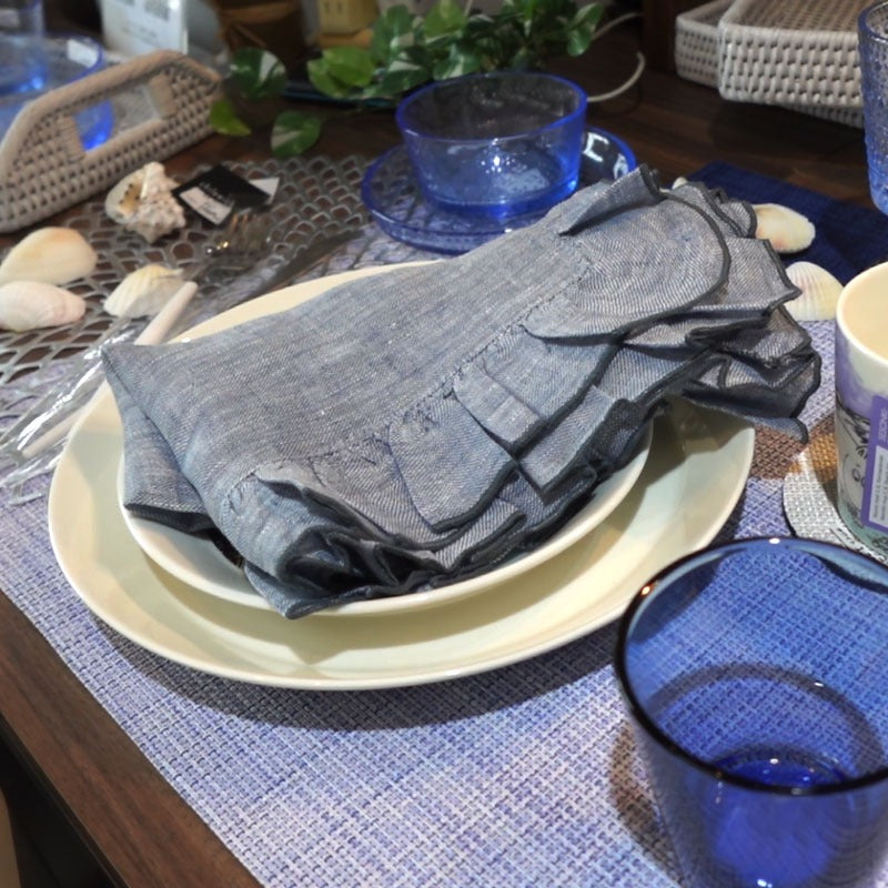 BORGO DELLE TOVAGLIE フリルナプキン ガーゼデニム