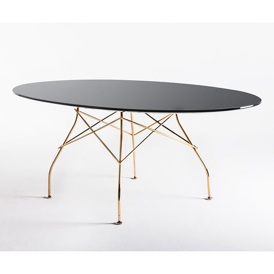 正規代理店 Kartell カルテル GLOSSY グロッシー オーバル194 ガラストップ ゴールド脚 K4579 開梱設置付き