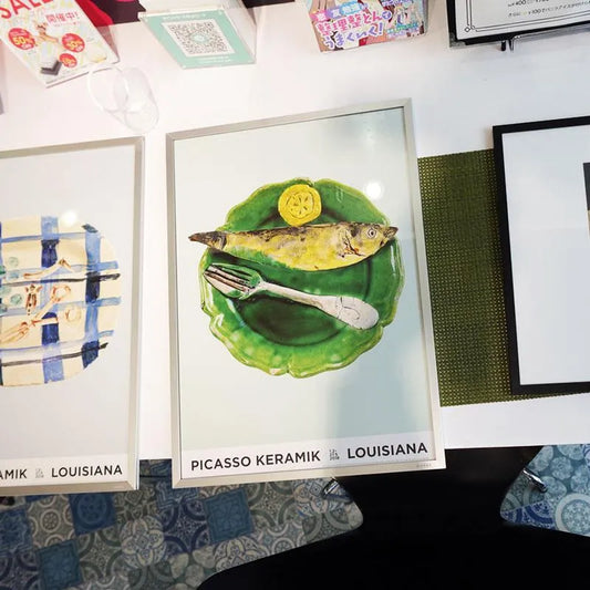 LOUISIANA Still-life with Fish Fork and Slice of Lemon / MOEBE ピカソ ポスター フレーム セットA3