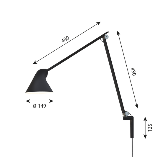 Louis Poulsen NJP Wall ロングアーム (ブラック)【お取り寄せ商品】