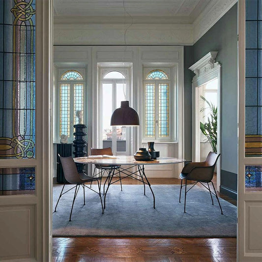 正規代理店 Kartell カルテル GLOSSY グロッシー ラウンド128 クローム脚 K4584 ダイニングテーブル 開梱設置付き