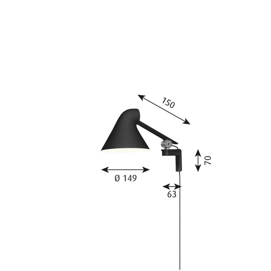 Louis Poulsen NJP Wall ショートアーム (ブラック)【お取り寄せ商品】