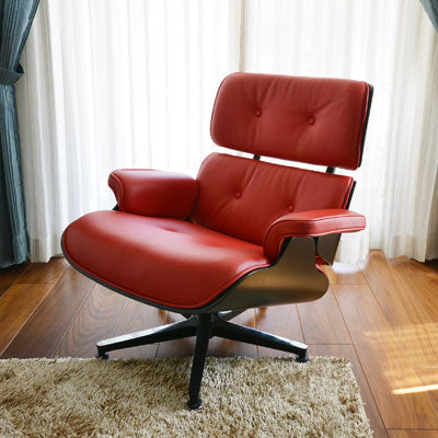 【展示品 クーポンで85%OFF】 イームズラウンジチェア オットマン付き Aグレード革 カラー 62364 レッド Charles Eames