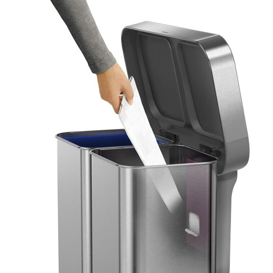 Simplehuman シンプルヒューマン レクタンギュラー ステップダストボックス 58L CW2025 シルバー 分別レクタンギュラーステップカン