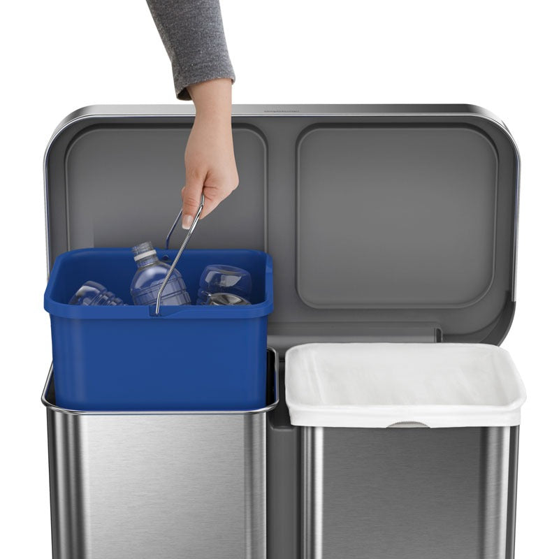 Simplehuman シンプルヒューマン レクタンギュラー ステップダストボックス 58L CW2025 シルバー 分別レクタンギュラーステップカン