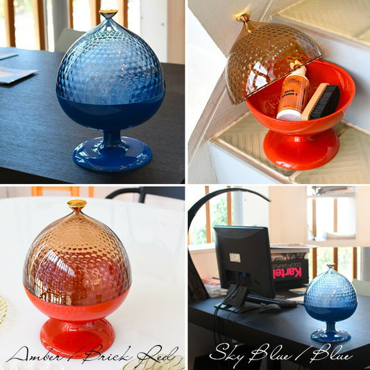 【展示品 30％OFF】正規代理店 Kartell カルテル コンテナ 収納 お菓子入れ Pumo プーモ アンバー/ブリックレッド K1551 ファビオ・ノヴェンブレ テーブルコンテナ