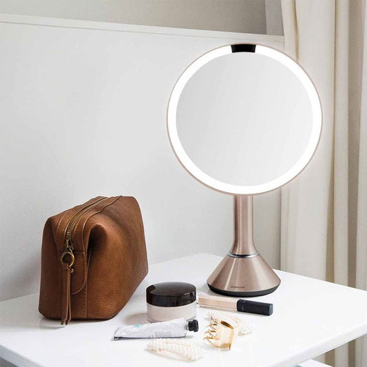 Simplehuman シンプルヒューマン センサーミラー ブライトネスタッチコントロール 拡大率5倍 ホワイト ST3054 / ローズゴールド ST3053 ライティングミラー 充電式