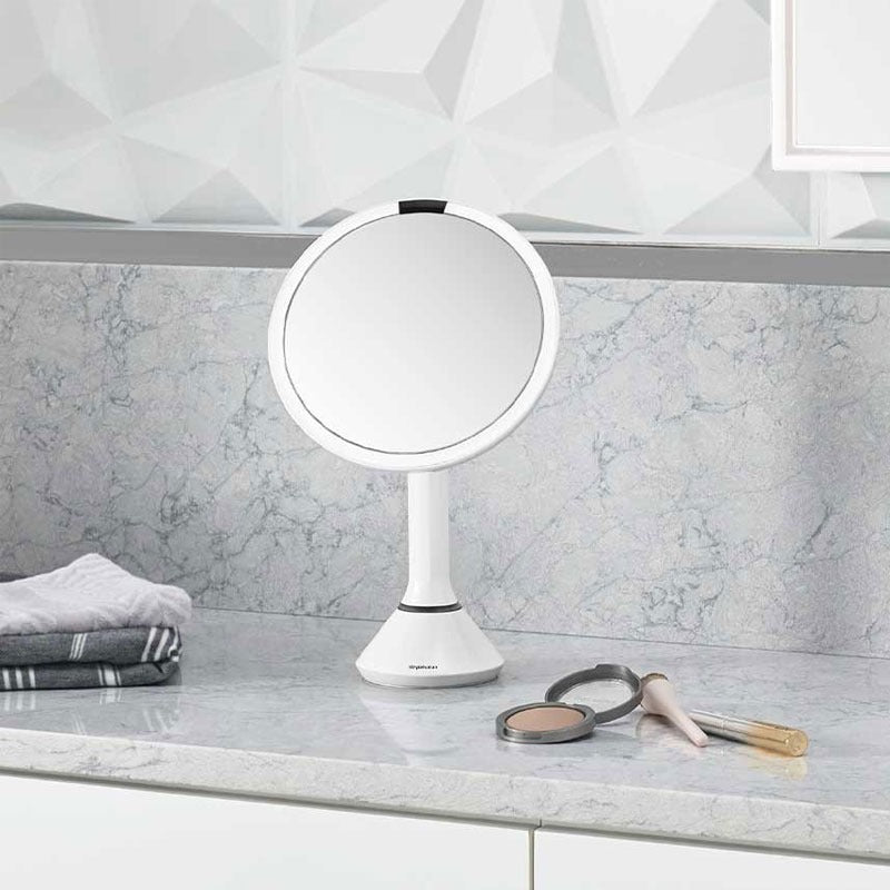 Simplehuman シンプルヒューマン センサーミラー ブライトネスタッチコントロール 拡大率5倍 ホワイト ST3054 / ローズゴールド ST3053 ライティングミラー 充電式
