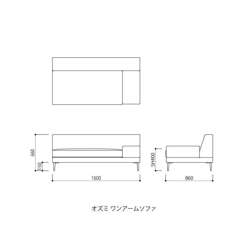FIS OZUMI オズミ ワンアームソファ FUJIEI フジエイ 開梱設置付き【お取り寄せ商品】
