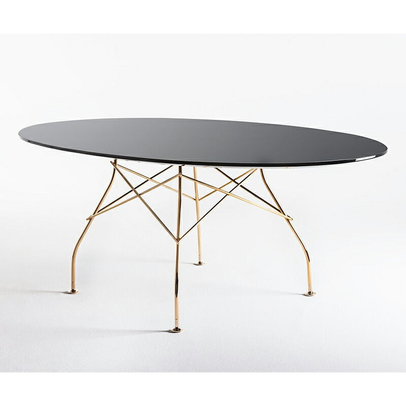 正規代理店 Kartell カルテル GLOSSY グロッシー オーバル194 ガラストップ ゴールド脚 K4579 開梱設置付き