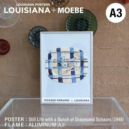 LOUISIANA Still-life with a Bunch of Grapes and Scissors / MOEBE ピカソ ポスター フレーム セットA3