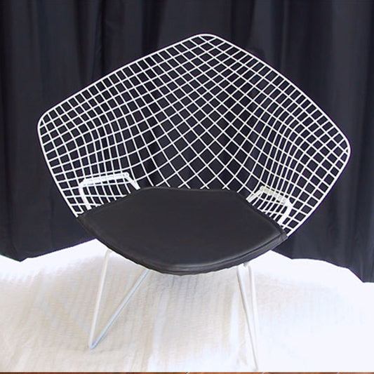 ＜イタリアオーダー＞ Harry Bertoia / ハリー・ベルトイア Diamond Chair ダイヤモンドチェア ホワイトフレーム (座面：革Cグレード)